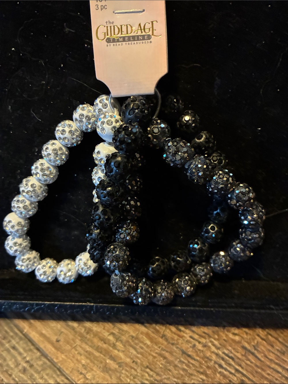 Crystal Pave Stretch Bracelet Set - Black & White